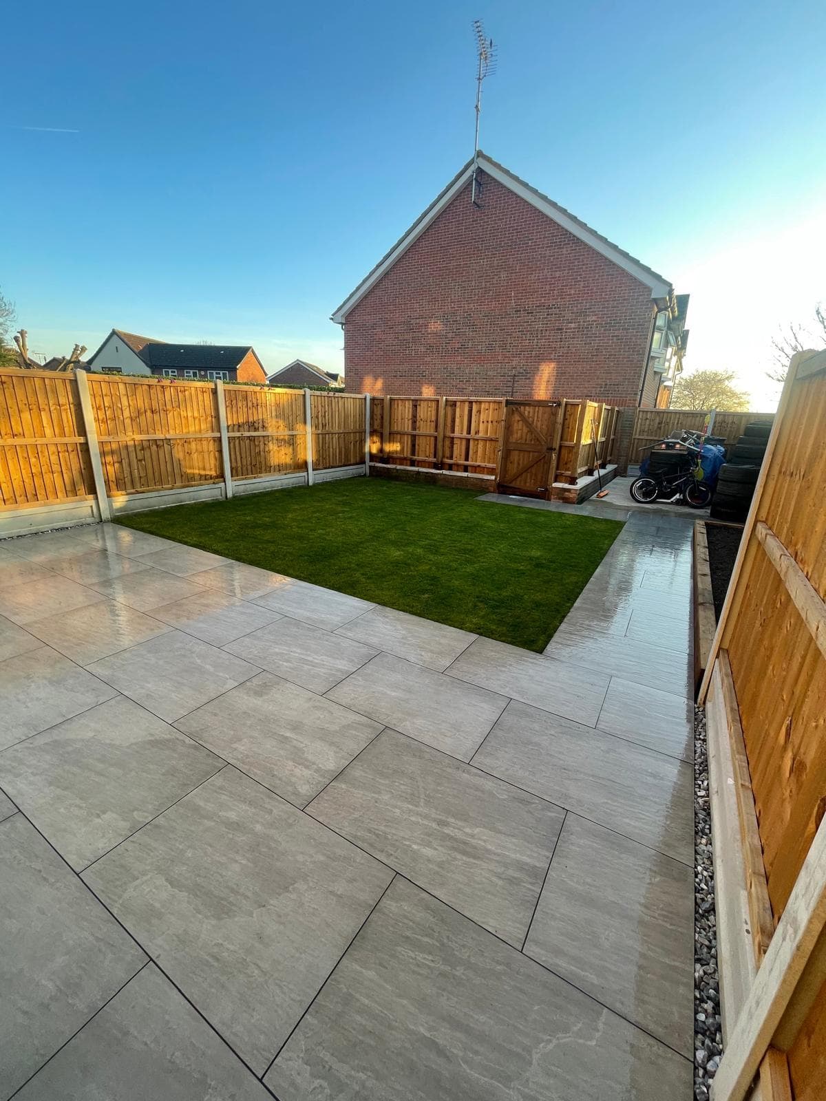 Garden sleeper borders with tidy landscaped finish in Essex