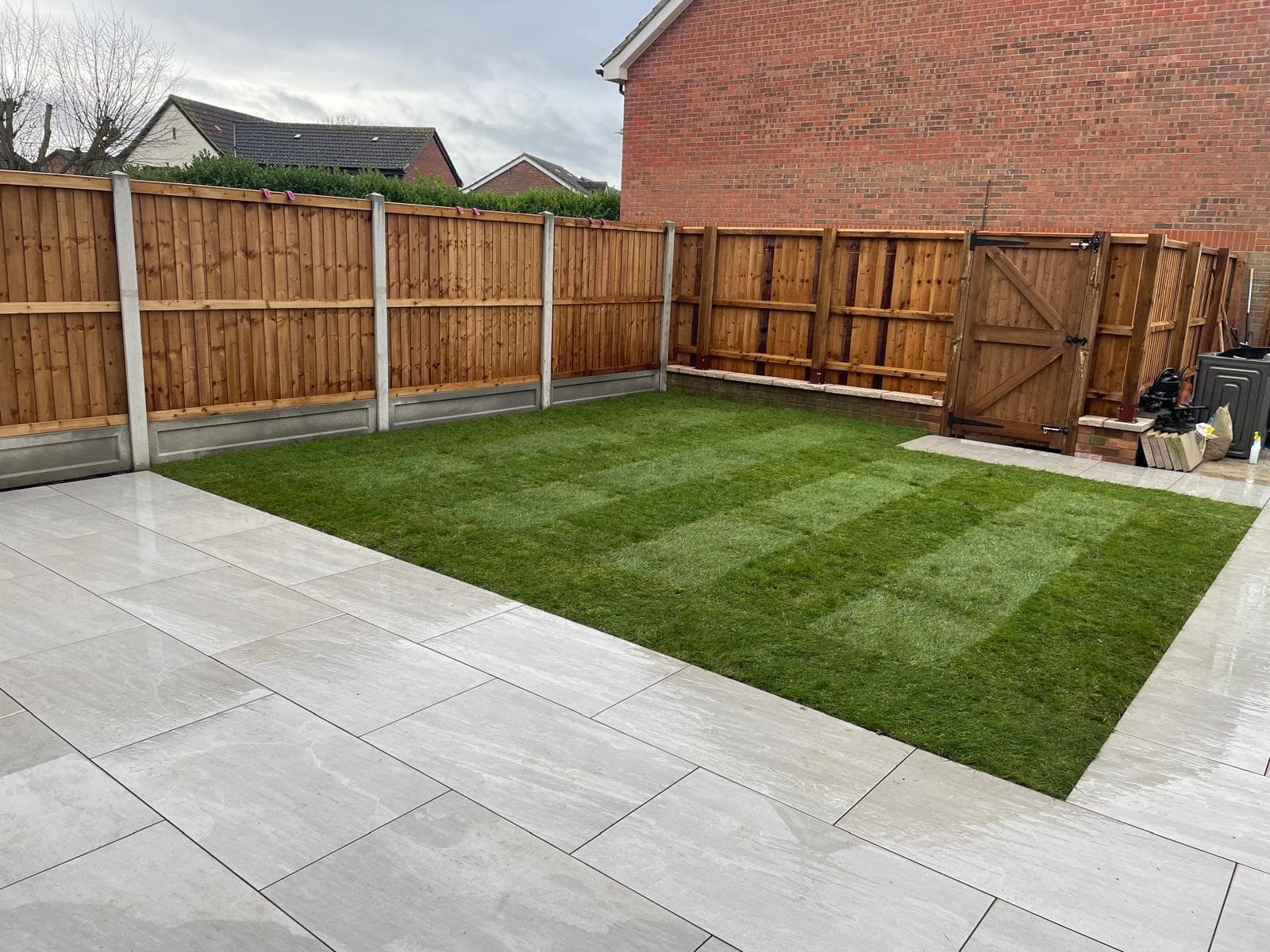 Raised sleeper beds and structured garden landscaping in Chelmsford